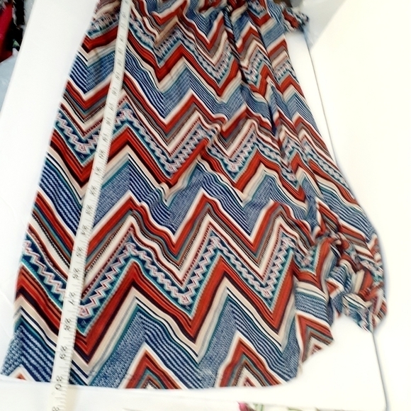 Naif Woman's Chevron Print Flounce Sleeves Smocked Neck Shift Tunic Dress Size S - Picture 11 of 16